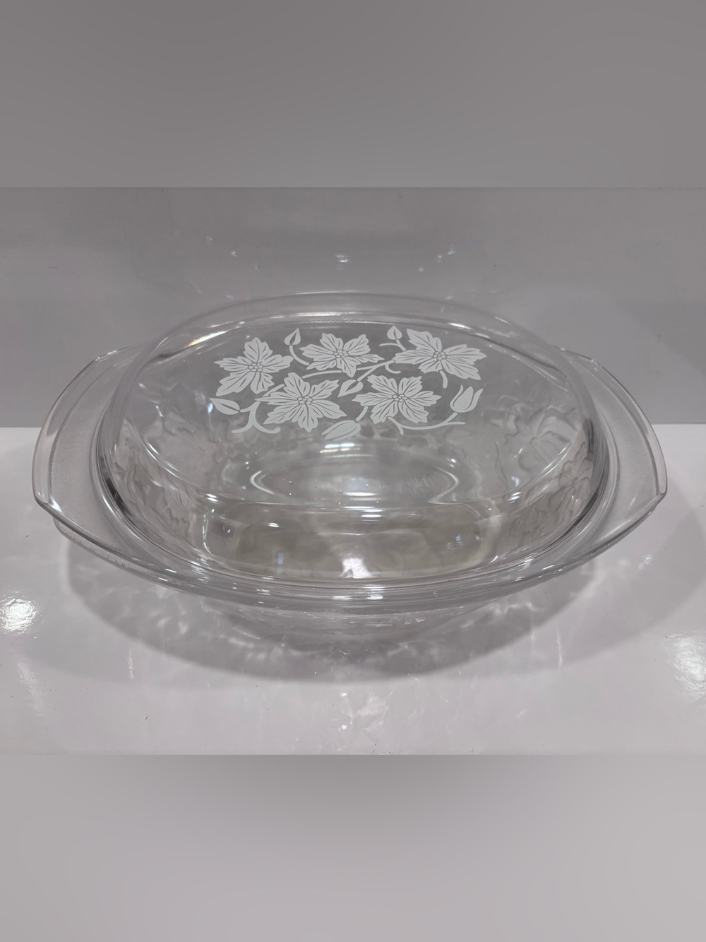 Pressed Glass Vintage Casserole With Lid- Large 12”